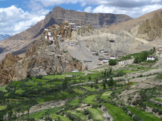Dhankar Monastery sits precariously on an eroded alluvial buttress above the Spiti river