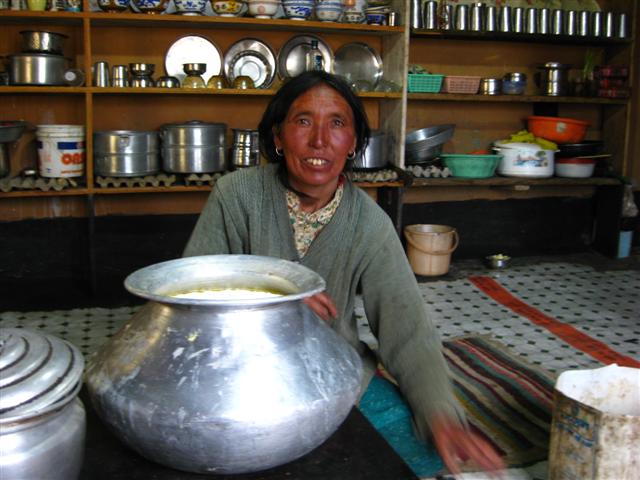 We stayed in Teshi Norzung's house in Komik. She looked after us well, feeding us homemade curd, tsampa (barley flower), homegrown veg. and plenty of chai and yak butter tea.