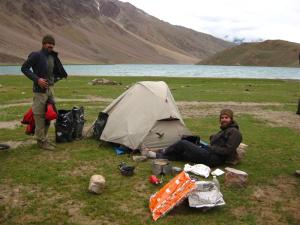 Campsite, Chandra tal. Even soaking lentils for the day did little to soften them - cooking at 4200m takes a while! 