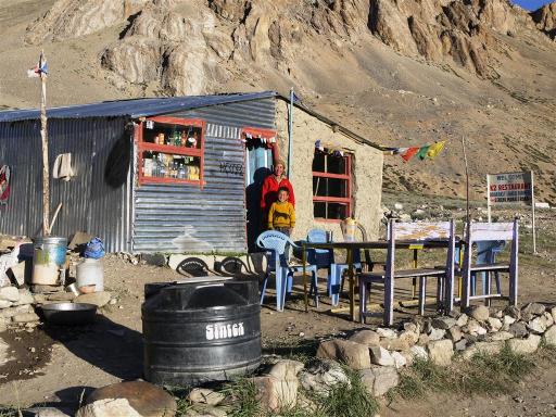 Tsering and Tenzin outside their truckstop cafe 'K2' in 2012.